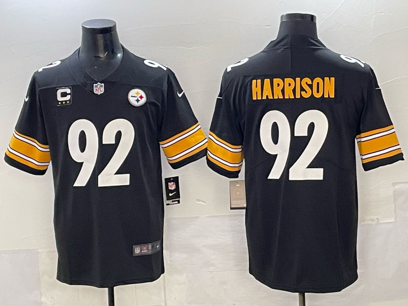 Men Pittsburgh Steelers #92 Harrison black Nike NFL Jersey 005->oakland raiders->NFL Jersey